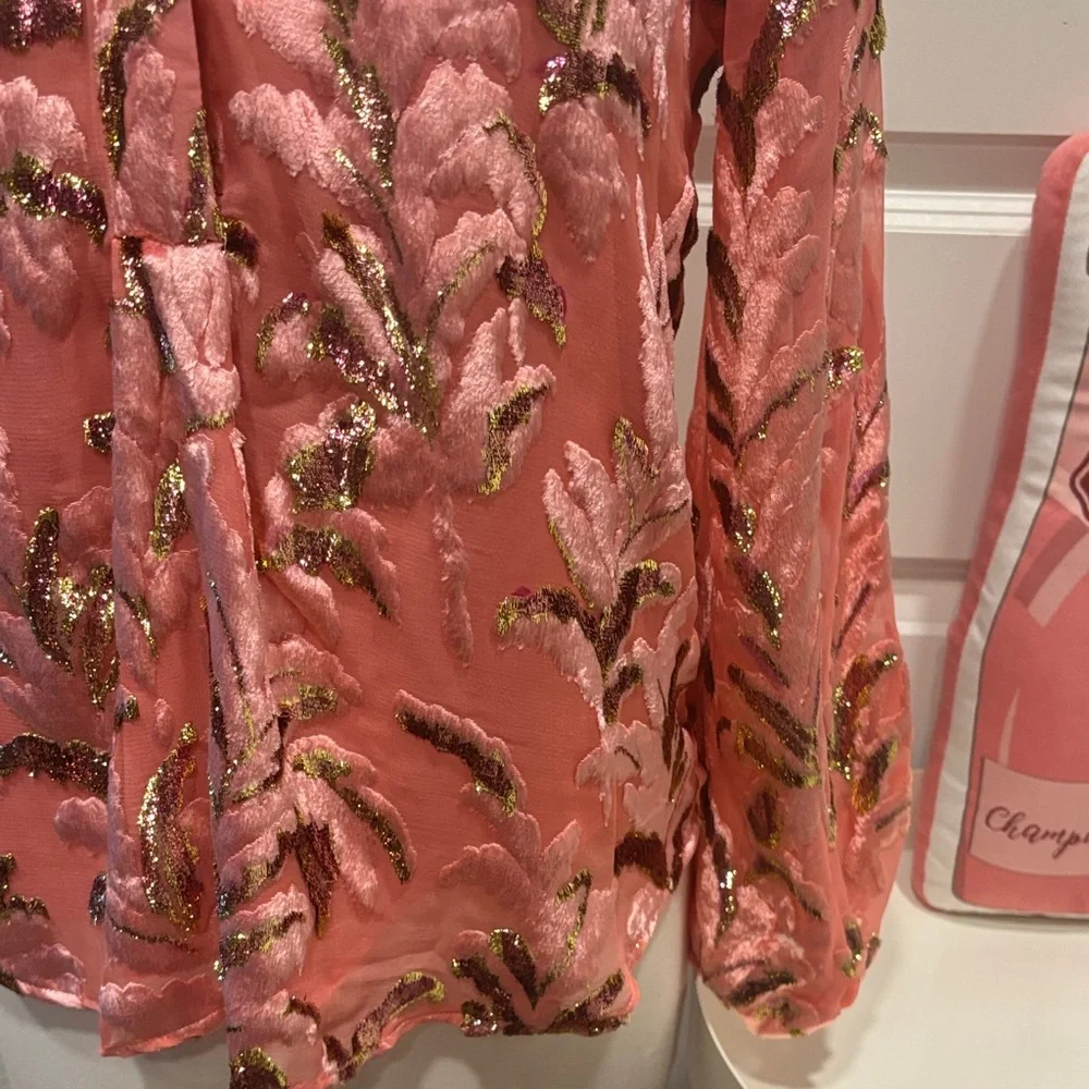 EUC Anthropologie Pink and Gold Blouse - Picture 6 of 10